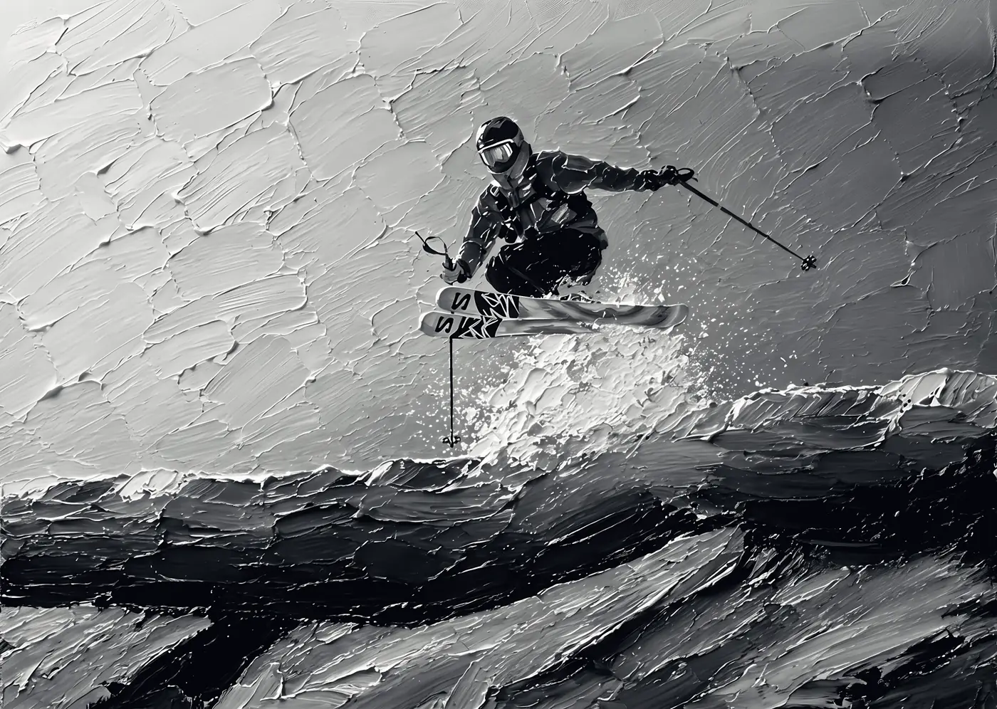 Esquiador em salto