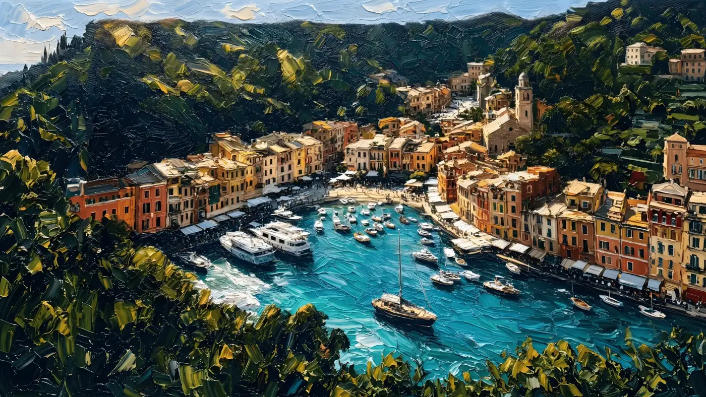 Lancha clássica no mar de Portofino